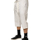 White Cotton Stretch Cropped Trouser Pants