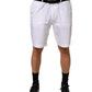 White Cotton Stretch Men Bermuda Pants