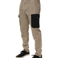 Beige Mid Waist Skinny Men Cargo Chino Trouser Pants