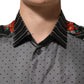 Multicolor Patchwork Long Sleeves Silk Shirt