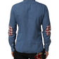 Blue Denim Slim Fit Collared Long Sleeve Casual Shirt