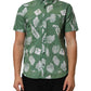 Green Printed Cotton Collared Short Sleeves Polo Shirt