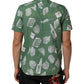 Green Printed Cotton Collared Short Sleeves Polo Shirt