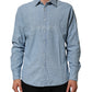 Blue Denim Regular Fit Collared Long Sleeve Men Shirt