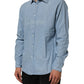 Blue Denim Regular Fit Collared Long Sleeve Men Shirt