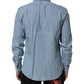 Blue Denim Regular Fit Collared Long Sleeve Men Shirt