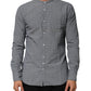 Gray Polka Dot Cotton Button Down Long Sleeves Shirt