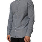 Gray Polka Dot Cotton Button Down Long Sleeves Shirt