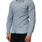 Blue Denim Collared Long Sleeve Men Shirt