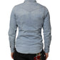Blue Denim Collared Long Sleeve Men Shirt