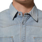 Blue Denim Collared Long Sleeve Men Shirt