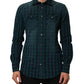 Green Checkered Cotton Button Down Long Sleeves Shirt