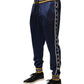 Blue Nylon Jogger Mid Waist Trouser Pants