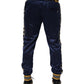 Blue Nylon Jogger Mid Waist Trouser Pants