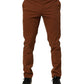 Brown Men Skinny Chino Mid Waist Trouser Pants