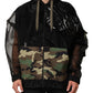 Black Camouflage Hooded Men Full Zip Sweater