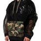Black Camouflage Hooded Men Full Zip Sweater