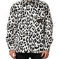 Black White Leopard Denim Blouson Sweater