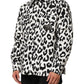 Black White Leopard Denim Blouson Sweater