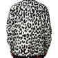 Black White Leopard Denim Blouson Sweater