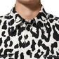 Black White Leopard Denim Blouson Sweater