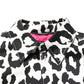 Black White Leopard Denim Blouson Sweater