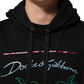 Black Printed Hooded Men Sweatshirt Sweater