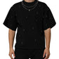 Black Polyester Necklace Embellished T-shirt