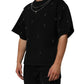 Black Polyester Necklace Embellished T-shirt