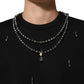 Black Polyester Necklace Embellished T-shirt