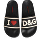 Black Rubber Slides Sandals Beachwear Shoes