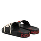 Black Rubber Slides Sandals Beachwear Shoes