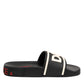 Black Rubber Slides Sandals Beachwear Shoes