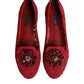 Red Lace Crystal Ballet Flats Loafers Shoes