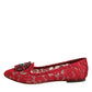 Red Lace Crystal Ballet Flats Loafers Shoes