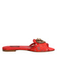 Red Devotion Lace Flats Slip On Sandals Shoes