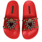 Red Sacred Heart Stud Slides Beachwear Shoes