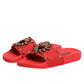 Red Sacred Heart Stud Slides Beachwear Shoes