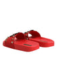 Red Sacred Heart Stud Slides Beachwear Shoes