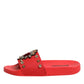 Red Sacred Heart Stud Slides Beachwear Shoes