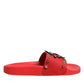 Red Sacred Heart Stud Slides Beachwear Shoes