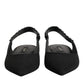 Black Crystal Charmeuse Slingback Shoes