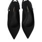 Black Crystal Charmeuse Slingback Shoes