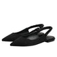 Black Crystal Charmeuse Slingback Shoes