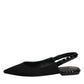 Black Crystal Charmeuse Slingback Shoes