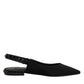 Black Crystal Charmeuse Slingback Shoes