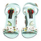 Mint Green Floral Studs Heels Sandals Shoes