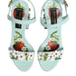 Mint Green Floral Studs Heels Sandals Shoes