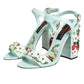 Mint Green Floral Studs Heels Sandals Shoes