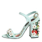 Mint Green Floral Studs Heels Sandals Shoes